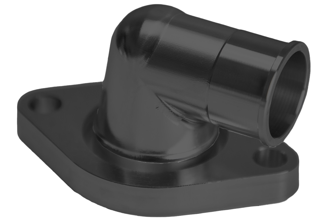 March Performance BTH-212-08 - Water Neck, Chevy, LS Engine, 90 Degree, Two Piece, Billet, Black
