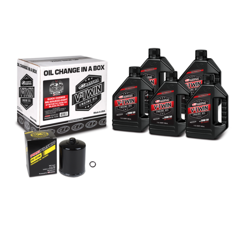 Maxima 90-129015PB - V-Twin Quick Change Kit Synthetic w/Black Filter Milwaukee-Eight