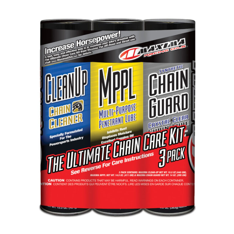 Maxima 70-779203 - Synthetic Chain Guard Ultimate Chain Care Combo Kit - 3-Pack (Aerosol) Maxima 70-779203 - Synthetic Chain Guard Ultimate Chain Care Combo Kit - 3-Pack (Aerosol)