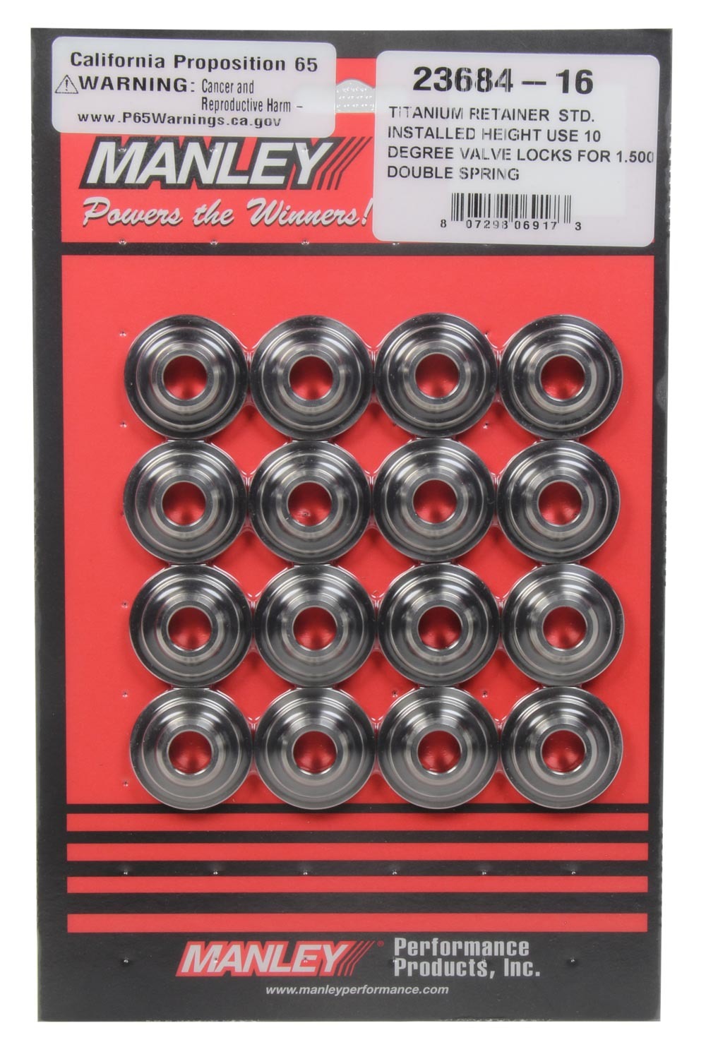 Manley 23684-16 - 10 Degree STD 16pc Titanium Retainers 1.500in OD