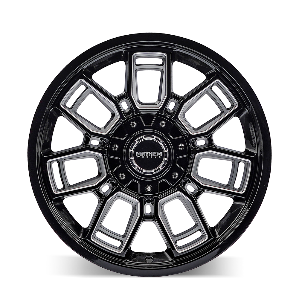 Mayhem 8118-2937BM - 8118 Ordinance 20x9 / 6x135/139.7 BP / 106.1mm Hub Gloss Black Wheel w/ Milled Spokes