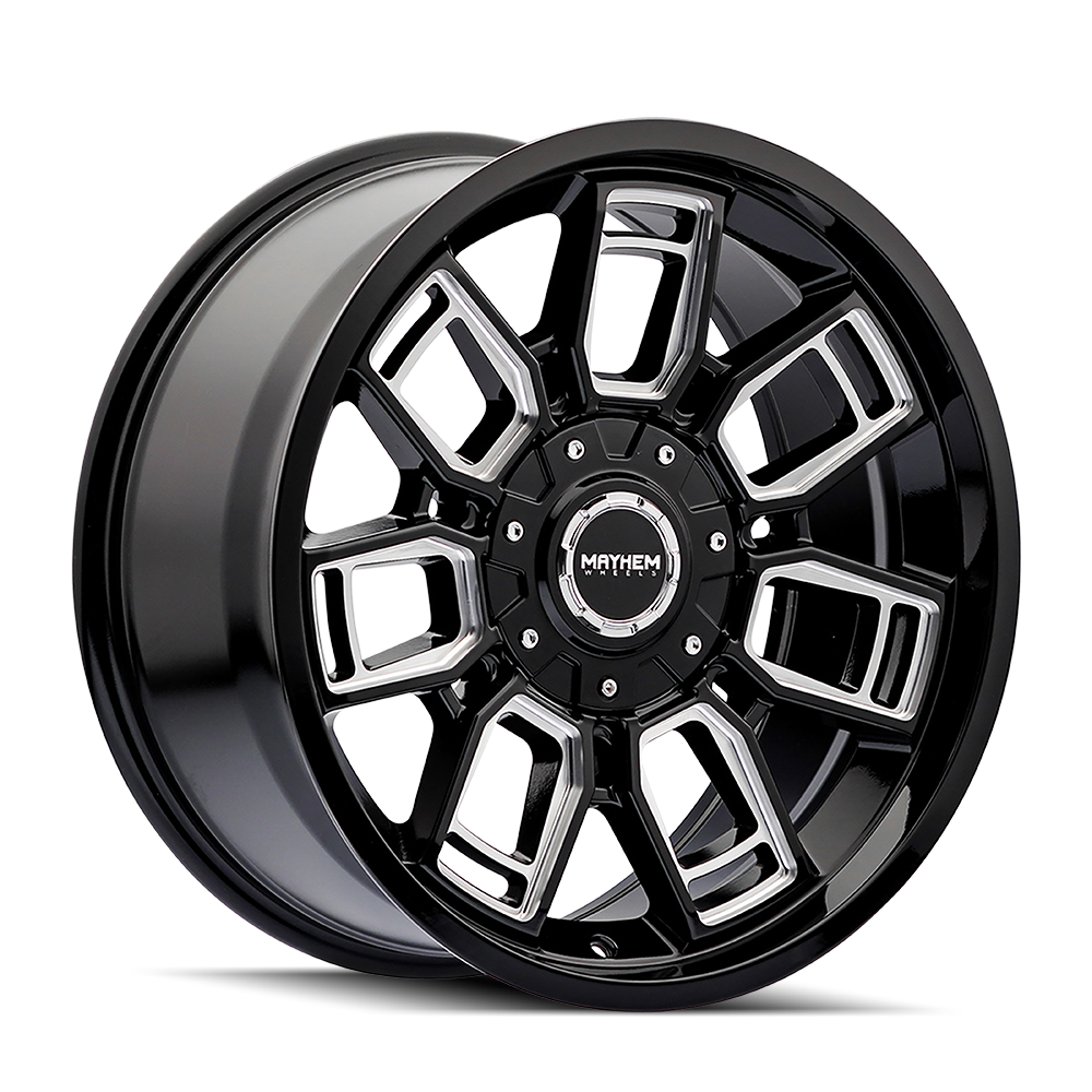 Mayhem 8118-2952BM - 8118 Ordinance 20x9 / 5x127/139.7 BP / 87.1mm Hub Gloss Black Wheel w/ Milled Spokes