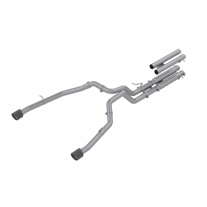 MBRP S51543CF - 2021-24 RAM TRX T304 Stainless Steel 3 Inch Cat-Back Dual Split Rear with Carbon Fiber Tips Race Version Exhaust System