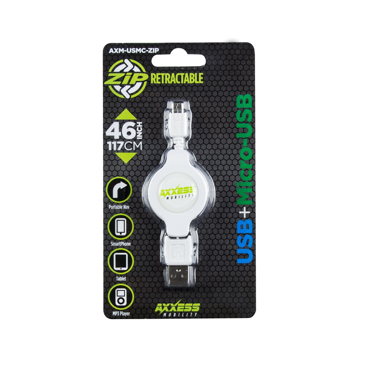 Metra Electronics AXM-USMC-ZIP - Micro USB To USB Retractable Extension Cable