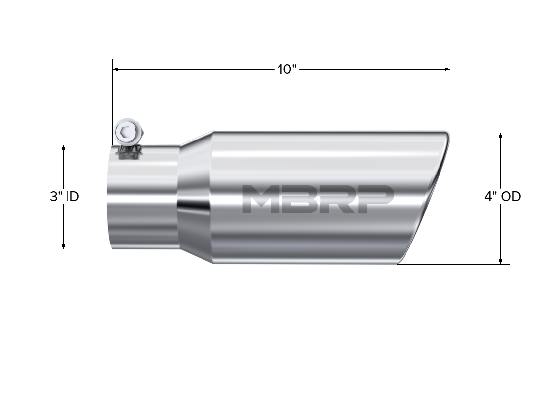 MBRP T5155 - Universal 4 Inch Angled Cut Rolled End  Armor Pro Series Exhaust Tip