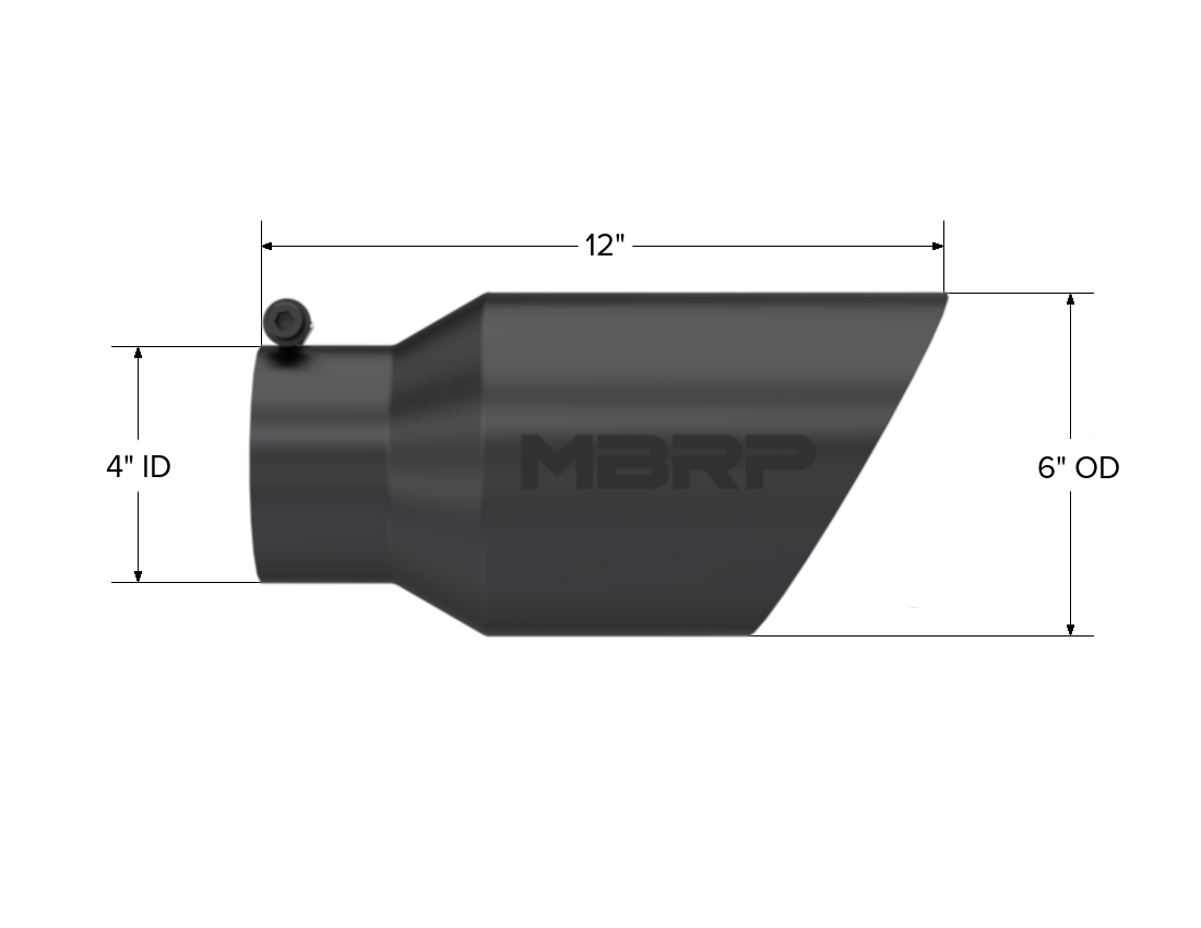 MBRP T5072BLK - Black Coated Exhaust Tail Pipe Tip 6 Inch OD Dual Wall Angled 4 Inch Inlet 12 Inch Length