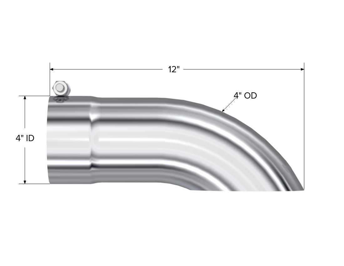 MBRP T5081 - Exhaust Tail Pipe Tip 4 Inch O.D. Turn Down 4 Inch Inlet 12 Inch Length T304 Stainless Steel