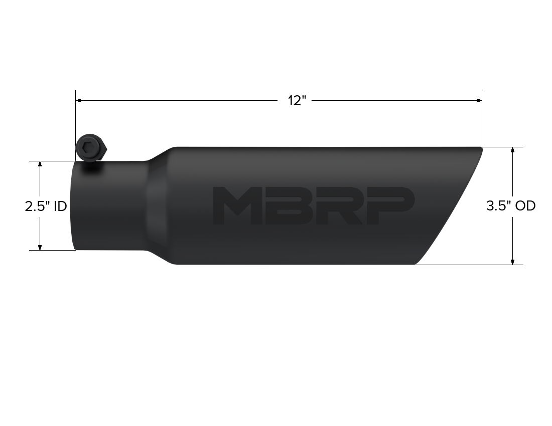 MBRP T5106BLK - Exhaust Tip 3 1/2 Inch O.D. Dual Wall Angled 2 1/2 Inch Inlet 12 Inch Length Black Finish