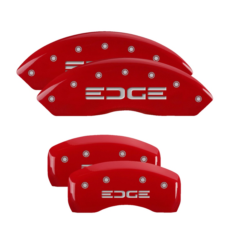 MGP 10042SEDGRD - 4 Caliper Covers Engraved Front & Rear Edge Red finish silver ch MGP 10042SEDGRD - 4 Caliper Covers Engraved Front & Rear Edge Red finish silver ch