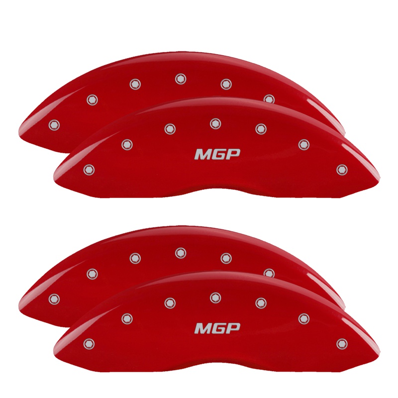 MGP 10056SMGPRD - 4 Caliper Covers Engraved Front & Rear Red finish silver ch MGP 10056SMGPRD - 4 Caliper Covers Engraved Front & Rear Red finish silver ch