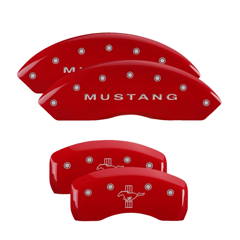 MGP 10017SMBPRD - 4 Caliper Covers Engraved Front Mustang Engraved Rear Bar & Pony Red finish silver ch MGP 10017SMBPRD - 4 Caliper Covers Engraved Front Mustang Engraved Rear Bar & Pony Red finish silver ch