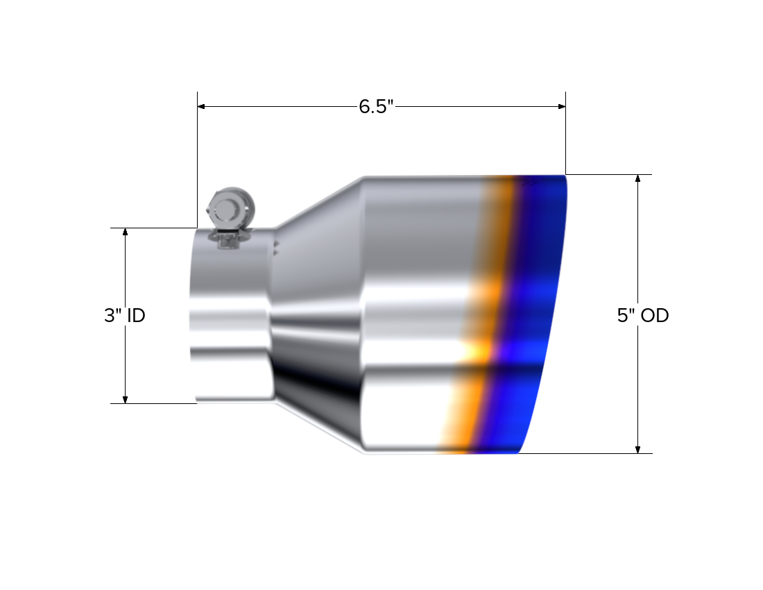 MBRP T5184BE - Burnt End Tip 3 inch ID 5 Inch OD Out 6.5 Inch Length Angle Cut Single Wall Universal Tail Pipe Tip T304 Stainless Steel MBRP T5184BE - Burnt End Tip 3 inch ID 5 Inch OD Out 6.5 Inch Length Angle Cut Single Wall Universal Tail Pipe Tip T304 Stainless Steel