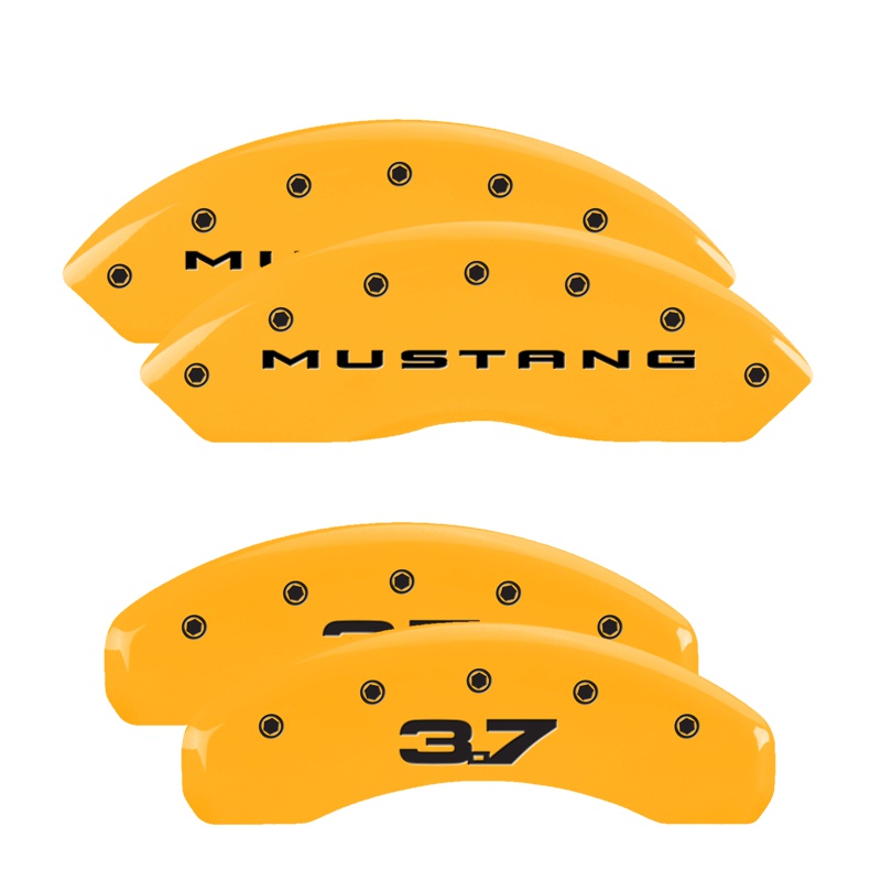 MGP 10202SM32YL - 4 Caliper Covers Engraved Front 2015/Mustang Engraved Rear 2015/37 Yellow finish black ch MGP 10202SM32YL - 4 Caliper Covers Engraved Front 2015/Mustang Engraved Rear 2015/37 Yellow finish black ch