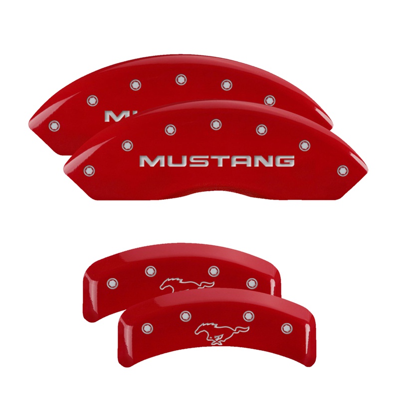 MGP 10095SMPYRD - 4 Caliper Covers Engraved Front Mustang Engraved Rear Pony Red finish silver ch MGP 10095SMPYRD - 4 Caliper Covers Engraved Front Mustang Engraved Rear Pony Red finish silver ch