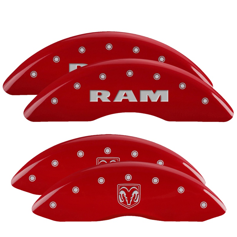 MGP 12124SRMHRD - 4 Caliper Covers Engraved Front RAM Engraved Rear RAMHEAD Red finish silver ch MGP 12124SRMHRD - 4 Caliper Covers Engraved Front RAM Engraved Rear RAMHEAD Red finish silver ch
