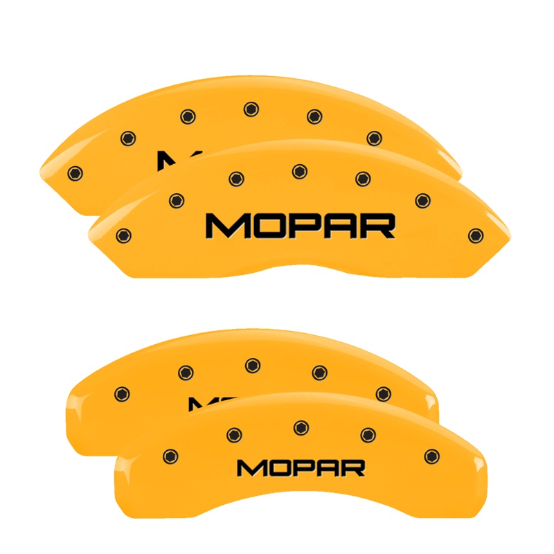 MGP 12200SMOPYL - 4 Caliper Covers Engraved Front & Rear MOPAR Yellow finish black ch MGP 12200SMOPYL - 4 Caliper Covers Engraved Front & Rear MOPAR Yellow finish black ch