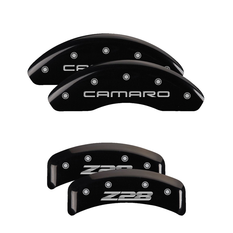 MGP 14026SZ84BK - 4 Caliper Covers Engraved Front Gen 4/Camaro Engraved Rear Gen 4/Z28 Black finish silver ch MGP 14026SZ84BK - 4 Caliper Covers Engraved Front Gen 4/Camaro Engraved Rear Gen 4/Z28 Black finish silver ch