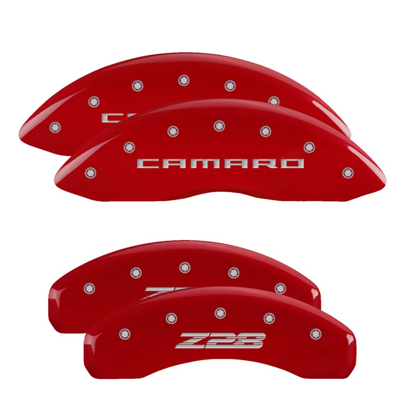 MGP 14036SZ85RD - 4 Caliper Covers Engraved Front Gen 5/Camaro Engraved Rear Gen 5/Z28 Red finish silver ch MGP 14036SZ85RD - 4 Caliper Covers Engraved Front Gen 5/Camaro Engraved Rear Gen 5/Z28 Red finish silver ch
