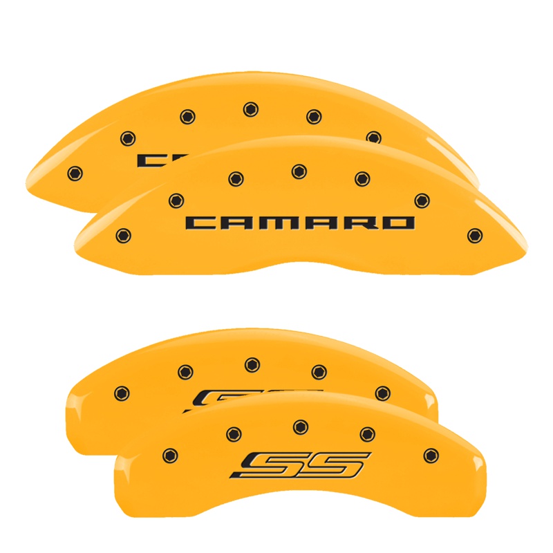 MGP 14036SCS5YL - 4 Caliper Covers Engraved Front Gen 5/Camaro Engraved Rear Gen 5/SS Yellow finish black ch MGP 14036SCS5YL - 4 Caliper Covers Engraved Front Gen 5/Camaro Engraved Rear Gen 5/SS Yellow finish black ch