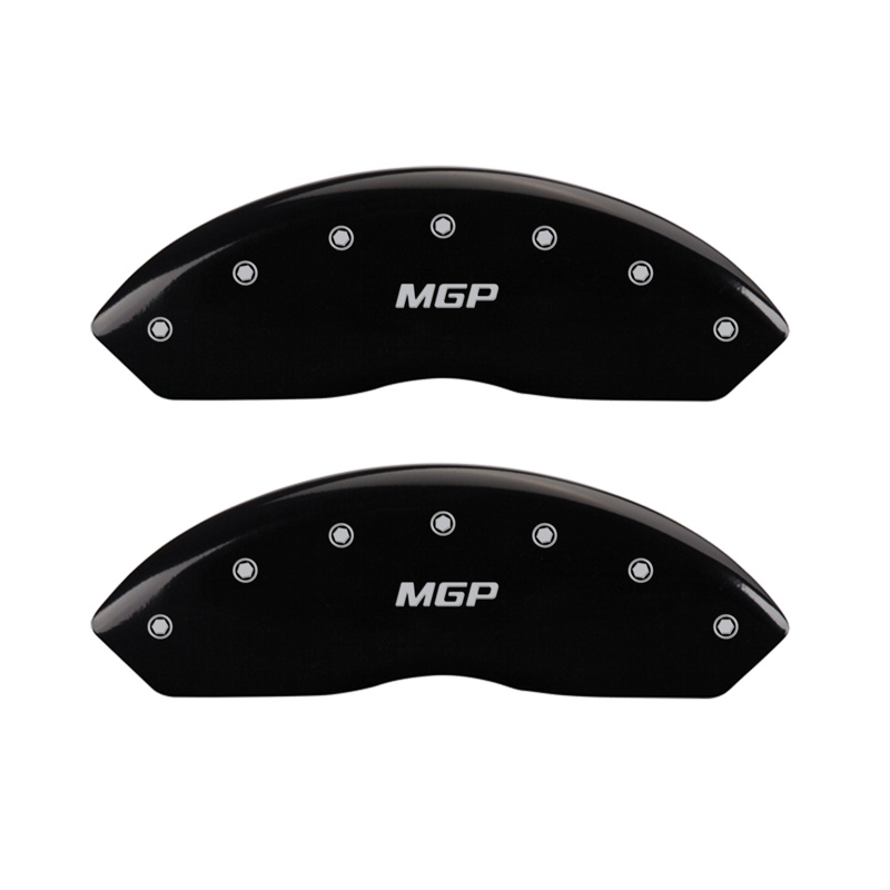 MGP 14212FMGPBK - Front set 2 Caliper Covers Engraved Front Black finish silver ch MGP 14212FMGPBK - Front set 2 Caliper Covers Engraved Front Black finish silver ch