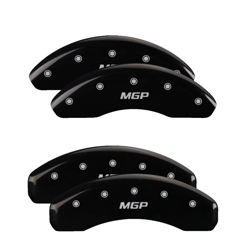MGP 16229SMGPBK - 4 Caliper Covers Engraved Front & Rear Black finish silver ch MGP 16229SMGPBK - 4 Caliper Covers Engraved Front & Rear Black finish silver ch