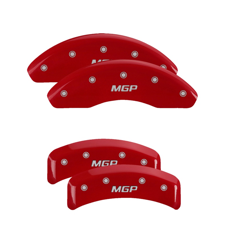 MGP 16136SMGPRD - 4 Caliper Covers Engraved Front & Rear  Red finish silver ch