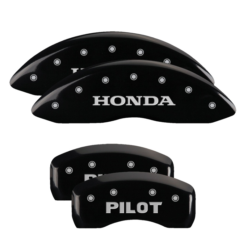 MGP 20213SPLTBK - 4 Caliper Covers Engraved Front Honda Engraved Rear Pilot/2015 Black finish silver ch MGP 20213SPLTBK - 4 Caliper Covers Engraved Front Honda Engraved Rear Pilot/2015 Black finish silver ch