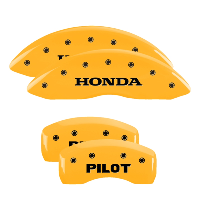 MGP 20213SPLTYL - 4 Caliper Covers Engraved Front Honda Engraved Rear Pilot/2015 Yellow finish black ch MGP 20213SPLTYL - 4 Caliper Covers Engraved Front Honda Engraved Rear Pilot/2015 Yellow finish black ch