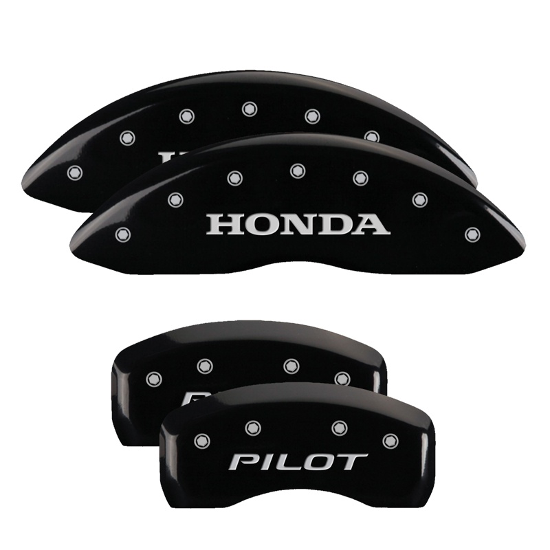 MGP 20213SPILBK - 4 Caliper Covers Engraved Front Honda Engraved Rear Pilot/2016 Black finish silver ch MGP 20213SPILBK - 4 Caliper Covers Engraved Front Honda Engraved Rear Pilot/2016 Black finish silver ch