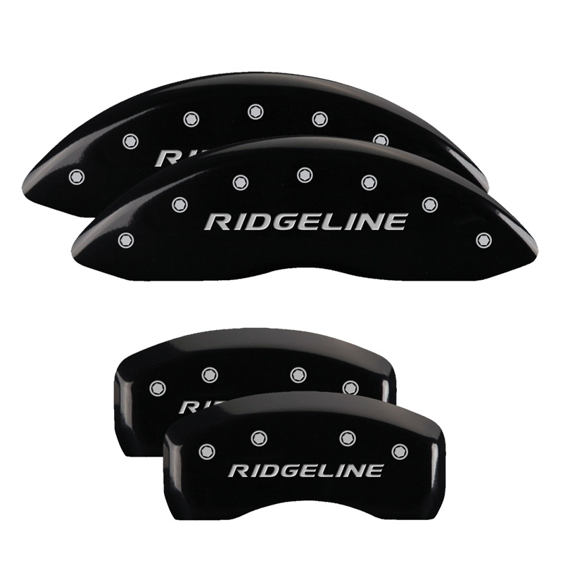 MGP 20213SRGLBK - 4 Caliper Covers Engraved Front & Rear Ridgeline Black Finish Silver Char 2019 Honda Ridgeline