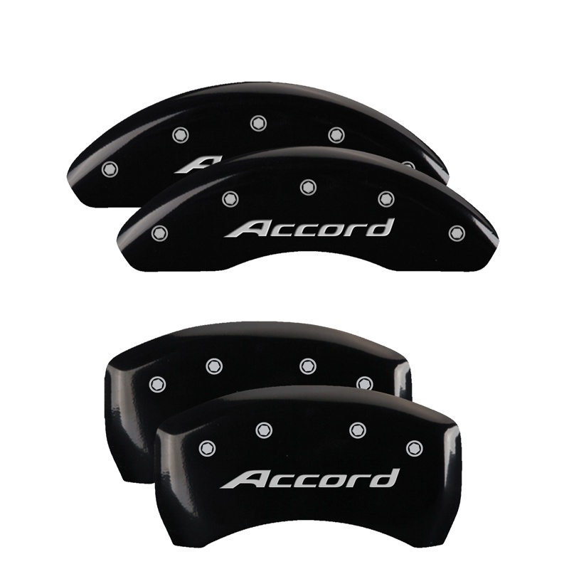MGP 20224SACCBK - 4 Caliper Covers Engraved Front Accord Rear Accord Black Finish Silver Char 2018 Honda Accord