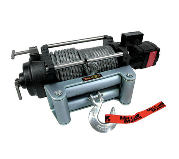 Mile Marker 75-52000C - 12000 LB Hydraulic Winch 18.7 C.I. 12V Hydrlic Motor w/Roller Fairlead 100 Foot Cable Adptr Sold Separately Req For Install