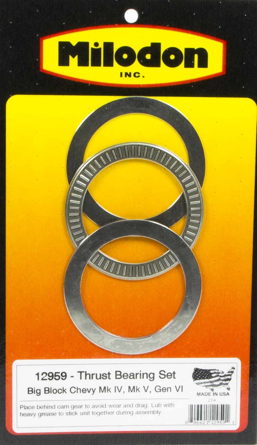 Milodon 12959 - Camshaft Thrust Bearing - 0.030 / 0.040 / 0.070 in Thick - Roller - Steel -  Gear Drive - Roller - Steel - Natural - Big Block Chevy - Kit