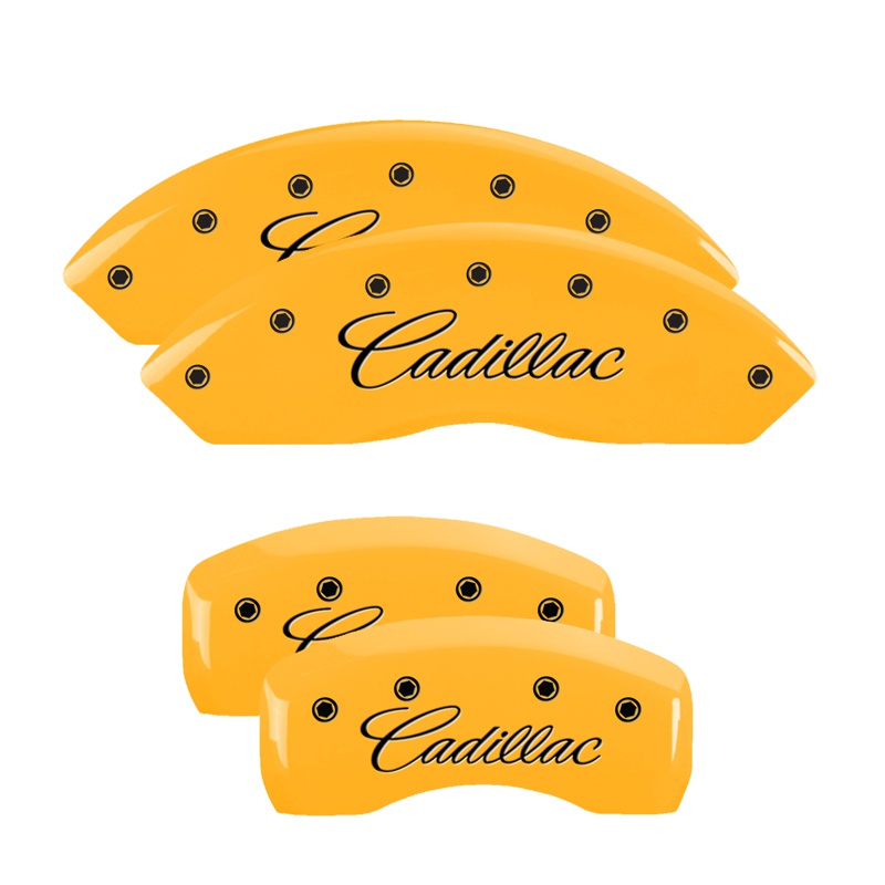 MGP 35002SCADYL - 4 Caliper Covers Engraved F & R Cursive/Cadillac Yellow Finish Black Char 2006 Cadillac SRX MGP 35002SCADYL - 4 Caliper Covers Engraved F & R Cursive/Cadillac Yellow Finish Black Char 2006 Cadillac SRX