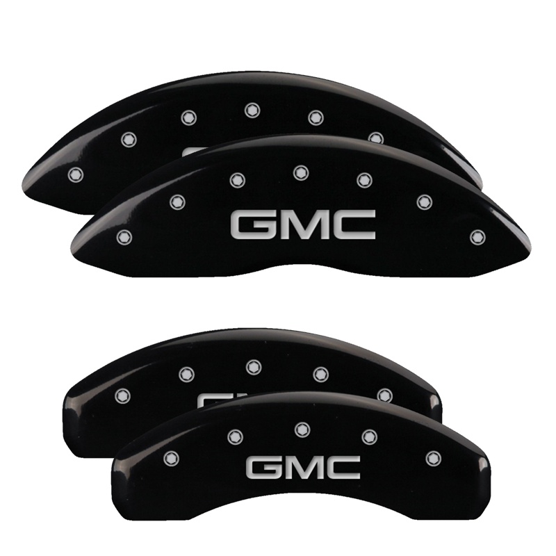 MGP 34221SGMCBK - 21-22 GMC Yukon/XL Set of 4 Caliper Covers Engraved Front & Rear GMC Black w/ Silver Characters MGP 34221SGMCBK - 21-22 GMC Yukon/XL Set of 4 Caliper Covers Engraved Front & Rear GMC Black w/ Silver Characters