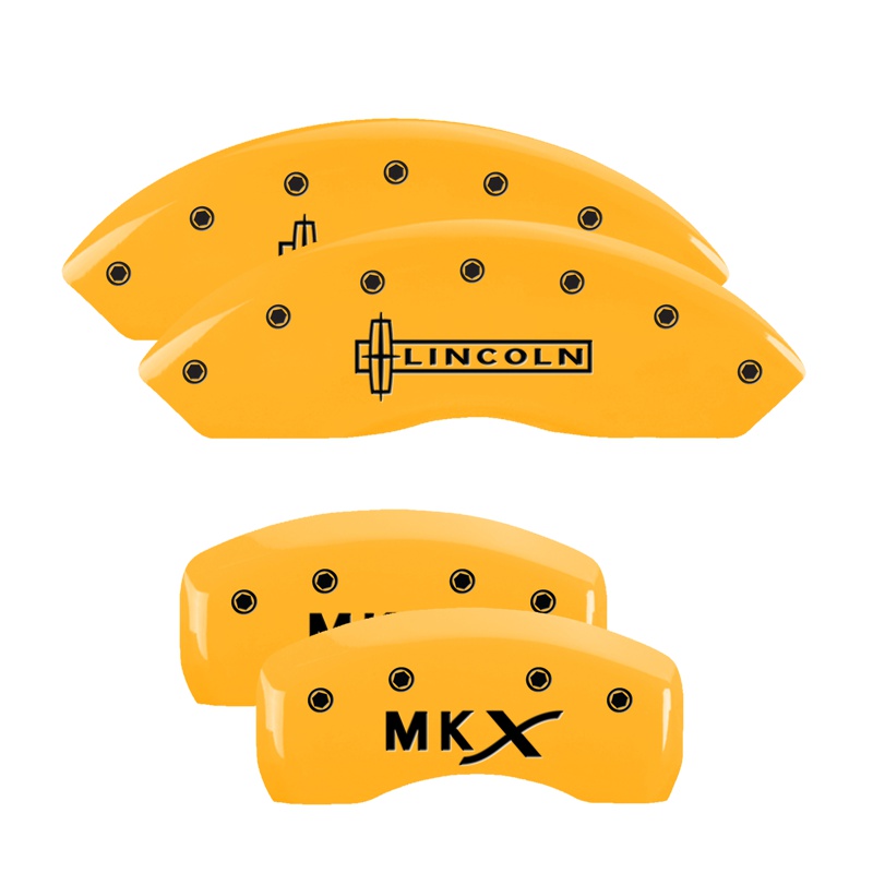 MGP 36006SLCXYL - 4 Caliper Covers Engraved Front Lincoln Rear MKX Yellow Finish Black Char 2010 Lincoln MKX MGP 36006SLCXYL - 4 Caliper Covers Engraved Front Lincoln Rear MKX Yellow Finish Black Char 2010 Lincoln MKX