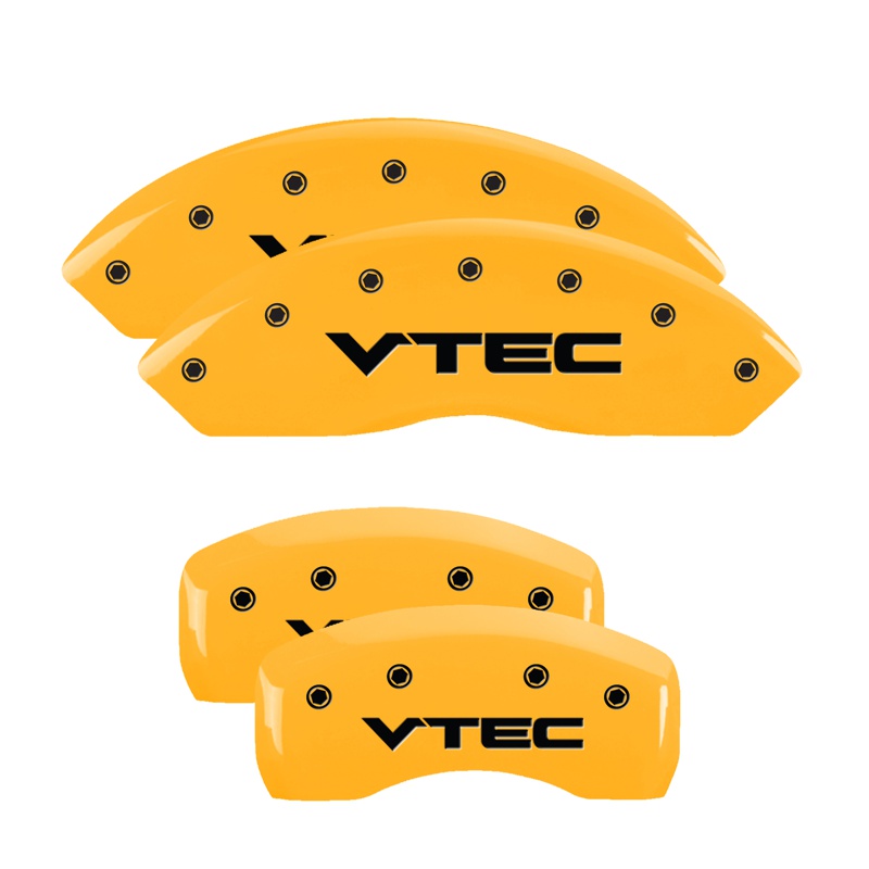 MGP 39005SVTCYL - 4 Caliper Covers Engraved Front & Rear Vtech Yellow Finish Black Char 2004 Acura RSX