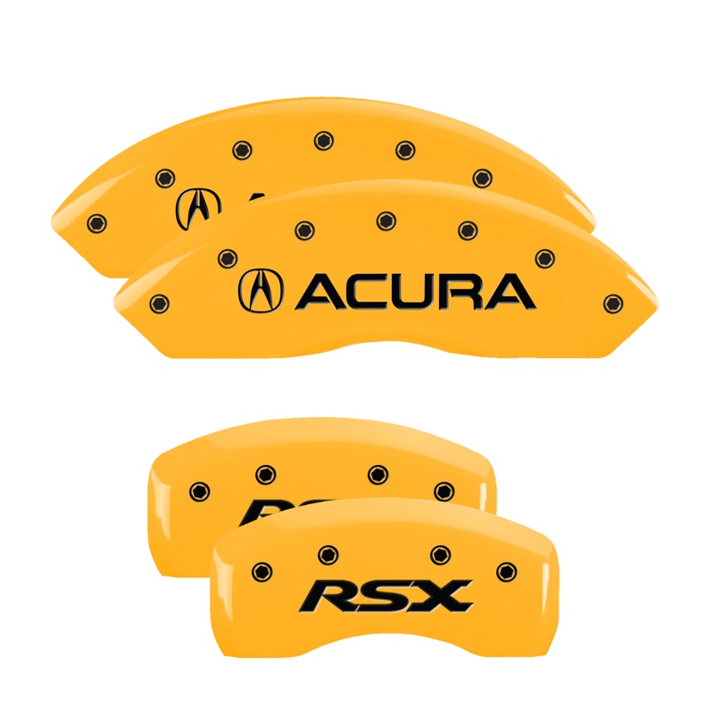 MGP 39005SRSXYL - 4 Caliper Covers Engraved Front Acura Rear RSX Yellow Finish Black Char 2002 Acura RSX
