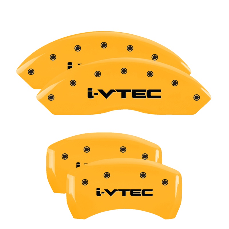 MGP 39024SIVTYL - 4 Caliper Covers Engraved Front & Rear I-Vtec Yellow Finish Black Char 2019 Acura RDX MGP 39024SIVTYL - 4 Caliper Covers Engraved Front & Rear I-Vtec Yellow Finish Black Char 2019 Acura RDX