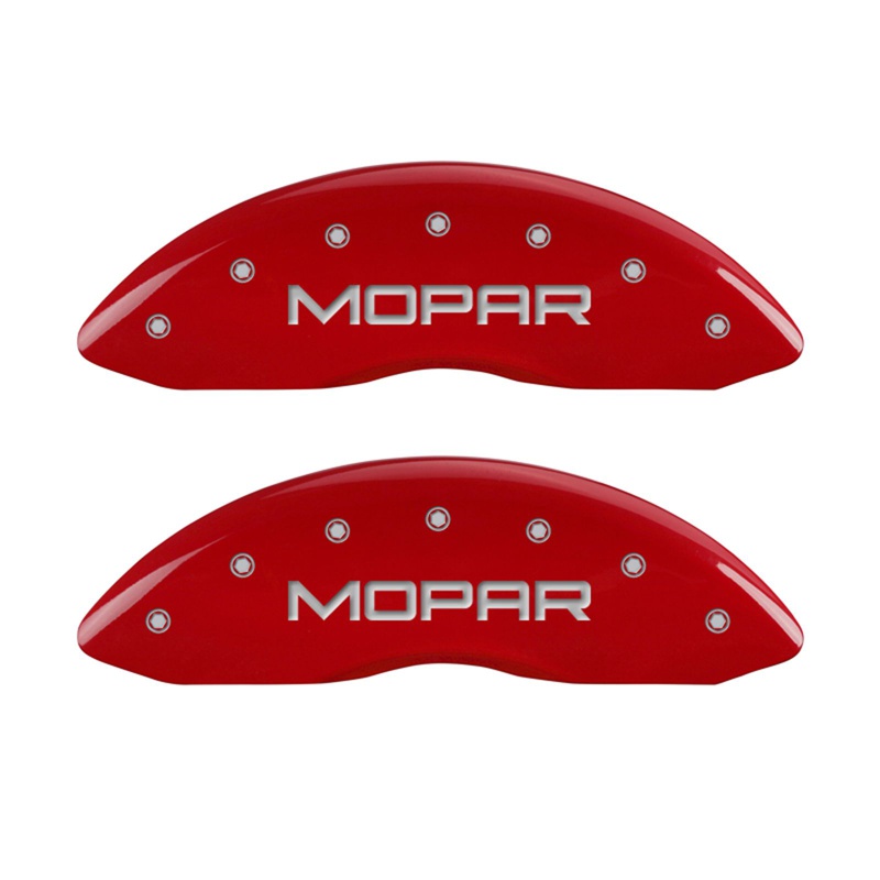 MGP 42011FMOPRD - Front set 2 Caliper Covers Engraved Front MOPAR Red finish silver ch MGP 42011FMOPRD - Front set 2 Caliper Covers Engraved Front MOPAR Red finish silver ch