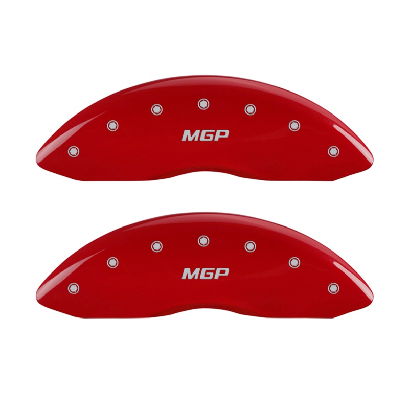MGP 42011FMGPRD - Front set 2 Caliper Covers Engraved Front Red finish silver ch MGP 42011FMGPRD - Front set 2 Caliper Covers Engraved Front Red finish silver ch