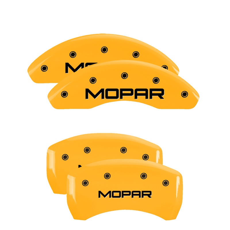 MGP 42013SMOPYL - 4 Caliper Covers Engraved Front & Rear MOPAR Yellow finish black ch MGP 42013SMOPYL - 4 Caliper Covers Engraved Front & Rear MOPAR Yellow finish black ch