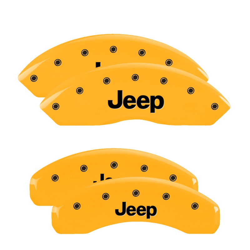 MGP 42018SJEPYL - 4 Caliper Covers Engraved Front & Rear Jeep Yellow Finish Black Char 2018 Jeep Wrangler MGP 42018SJEPYL - 4 Caliper Covers Engraved Front & Rear Jeep Yellow Finish Black Char 2018 Jeep Wrangler