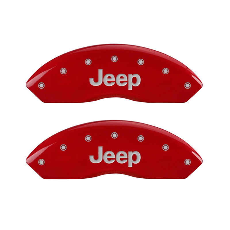 MGP 42009FJEPRD - Front set 2 Caliper Covers Engraved Front JEEP Red finish silver ch MGP 42009FJEPRD - Front set 2 Caliper Covers Engraved Front JEEP Red finish silver ch