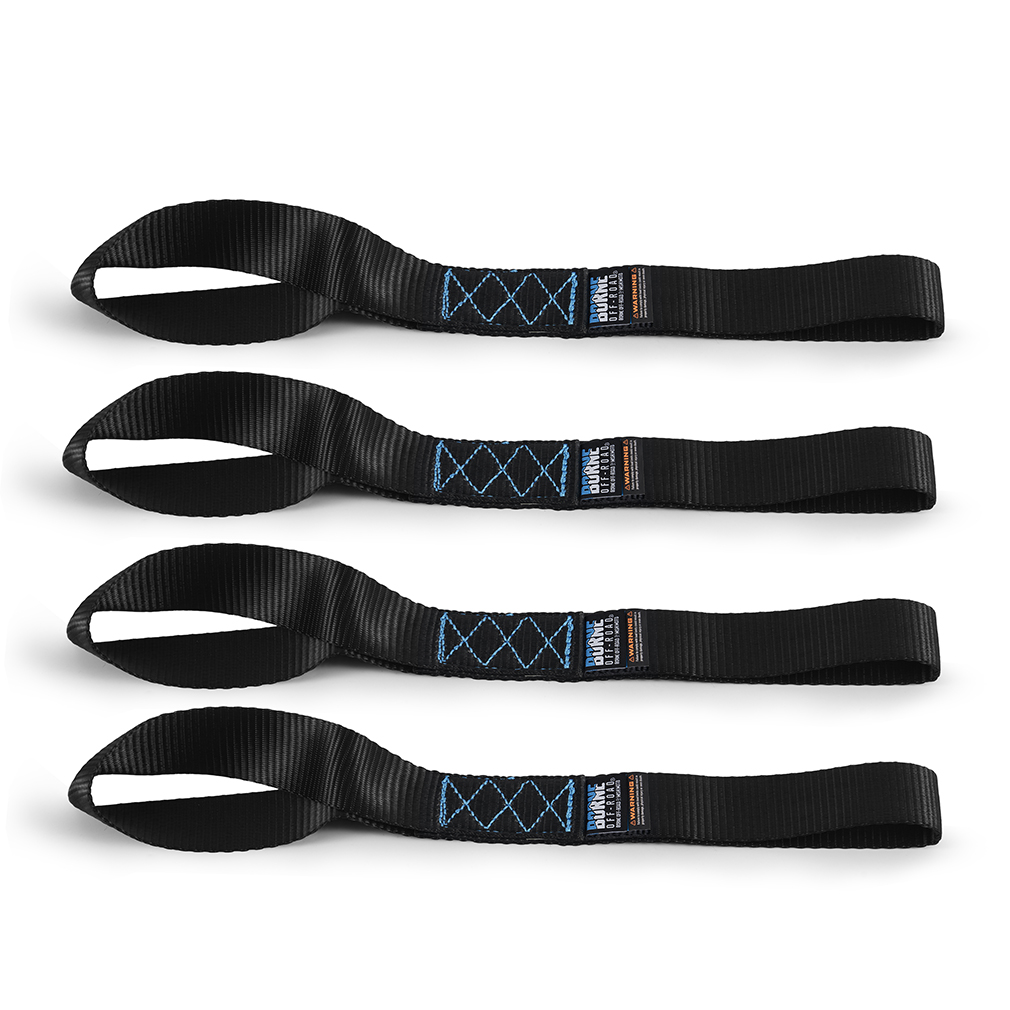Mishimoto BNRTC-SLP-4BK - Borne Off-Road Soft Loop Tie-Down Straps, Black