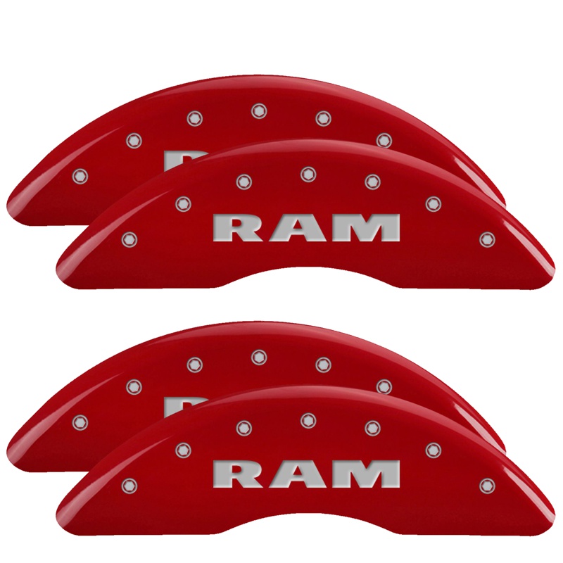 MGP 55007SRAMRD - 2019+ Ram 2500/3500 4 Caliper Covers Front & Rear - Red Finish W/ Logo