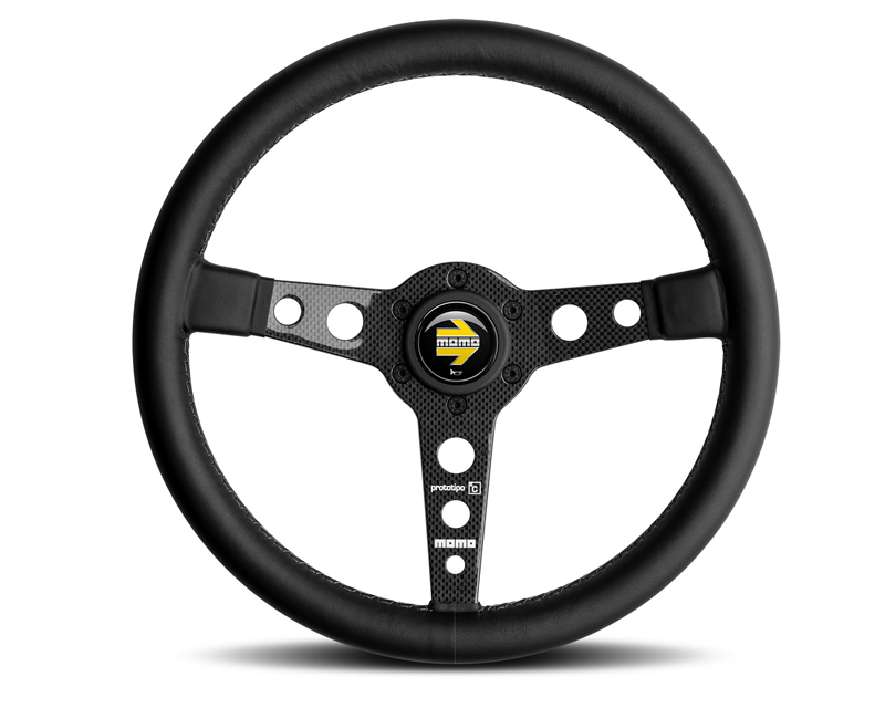 MOMO PRO35BK1C - Prototipo 6C Steering Wheel 350 mm - Black Leather/Gry St/Cbn Fbr Spoke