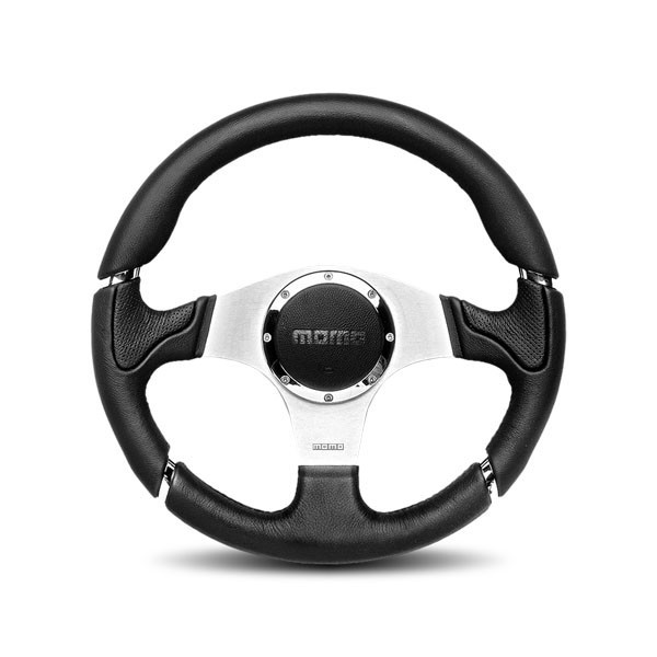 MOMO MIL35BK1P - Millenium Steering Wheel 350 mm - Black Leather/Black Stitch/Brshd Spokes MOMO MIL35BK1P - Millenium Steering Wheel 350 mm - Black Leather/Black Stitch/Brshd Spokes