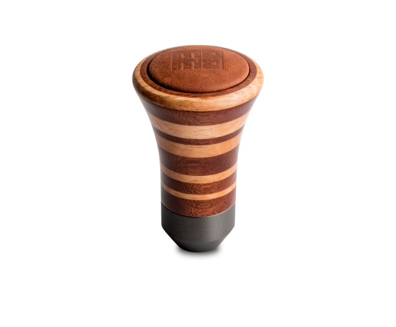 MOMO TROMAG - Trofeo Heritage Shift Knob - Tall Wood, Layered Mahogany and Beechwood, Leather Insert Top