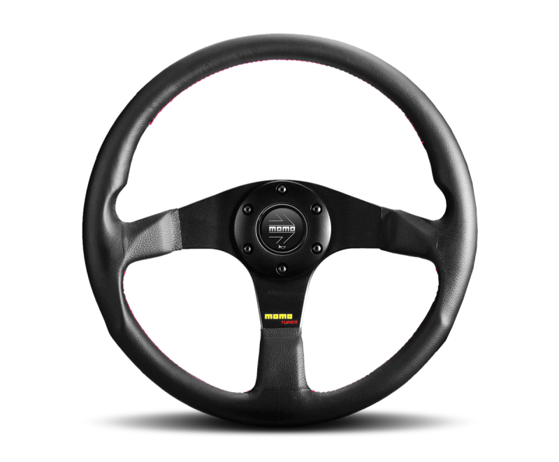 MOMO TUN35BK0B - Tuner Steering Wheel 350 mm - Black Leather/Red Stitch/Black Spokes